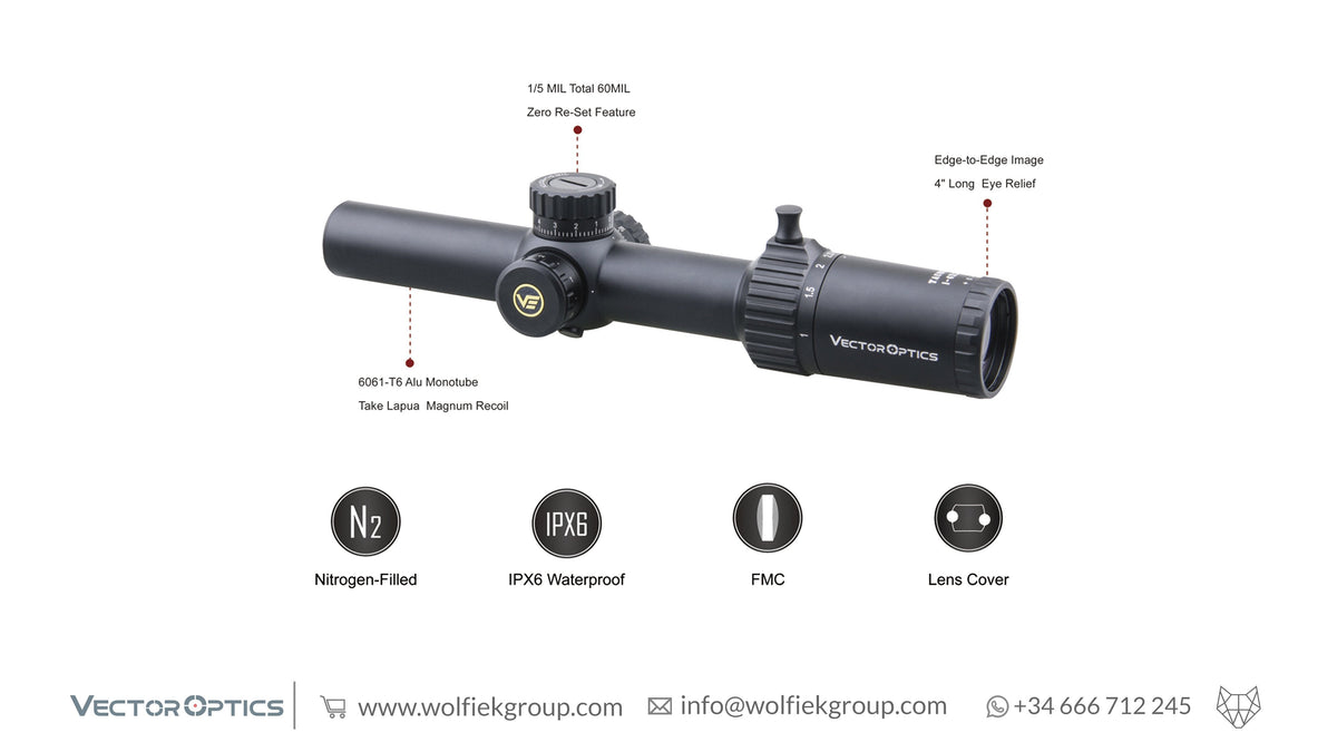 Vector optics TAURUS 1-6x24 FFP with characteristics